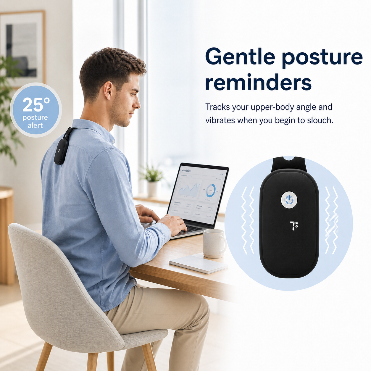PosturaPulse Smart Posture Corrector | Vibration Reminders & LCD Display